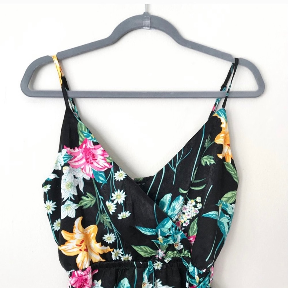 Black Floral Satin Cropped Wide Leg Jumpsuit